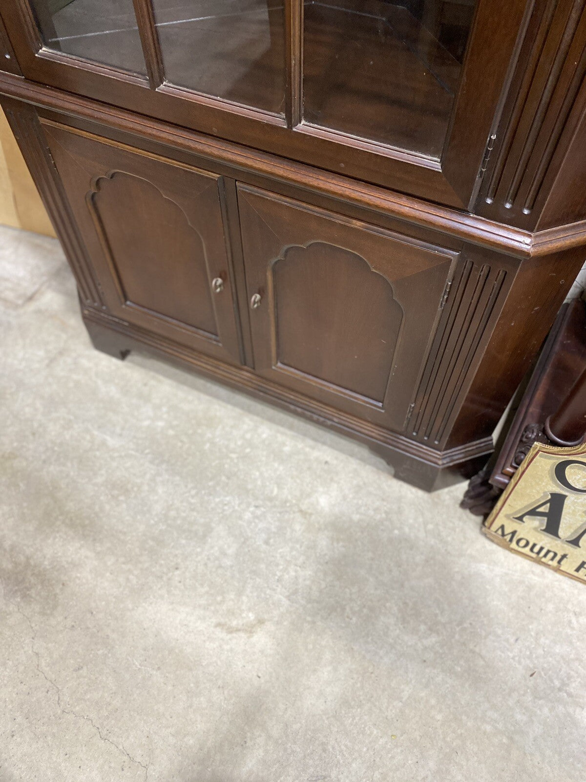 65051 Custom Hand Made Mahogany Corner China Cabinet Curio