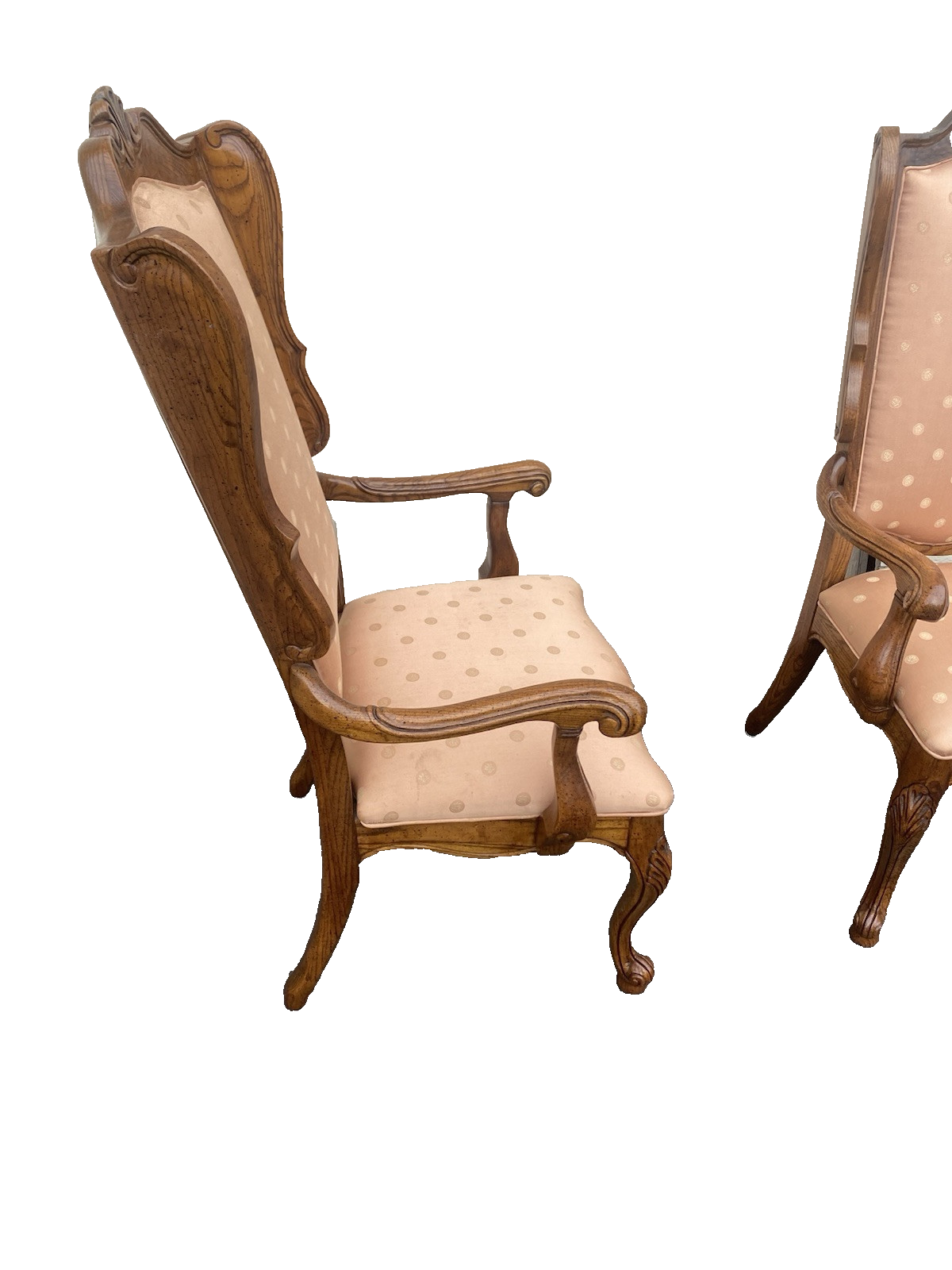 66413 Pair Oak Louis XV  Bergere Armchair Chair s