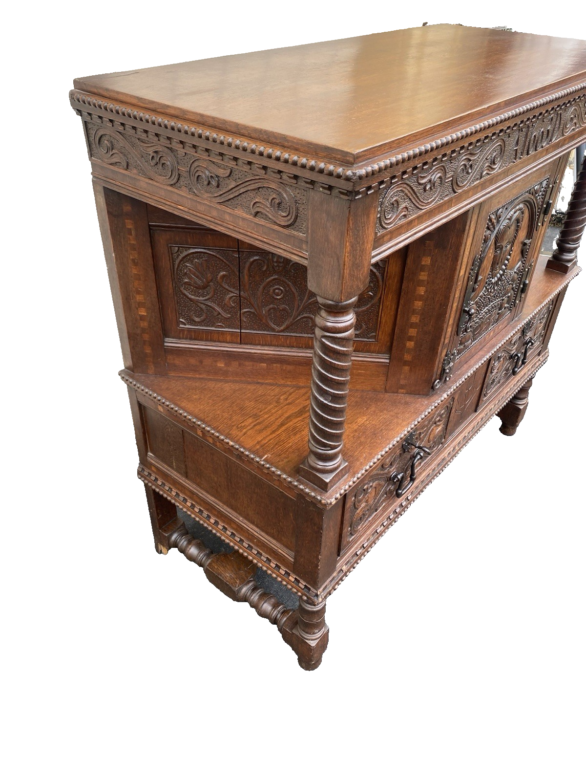 66495 Custom Hand Made Oak Cabinet Sideboard Server Chest