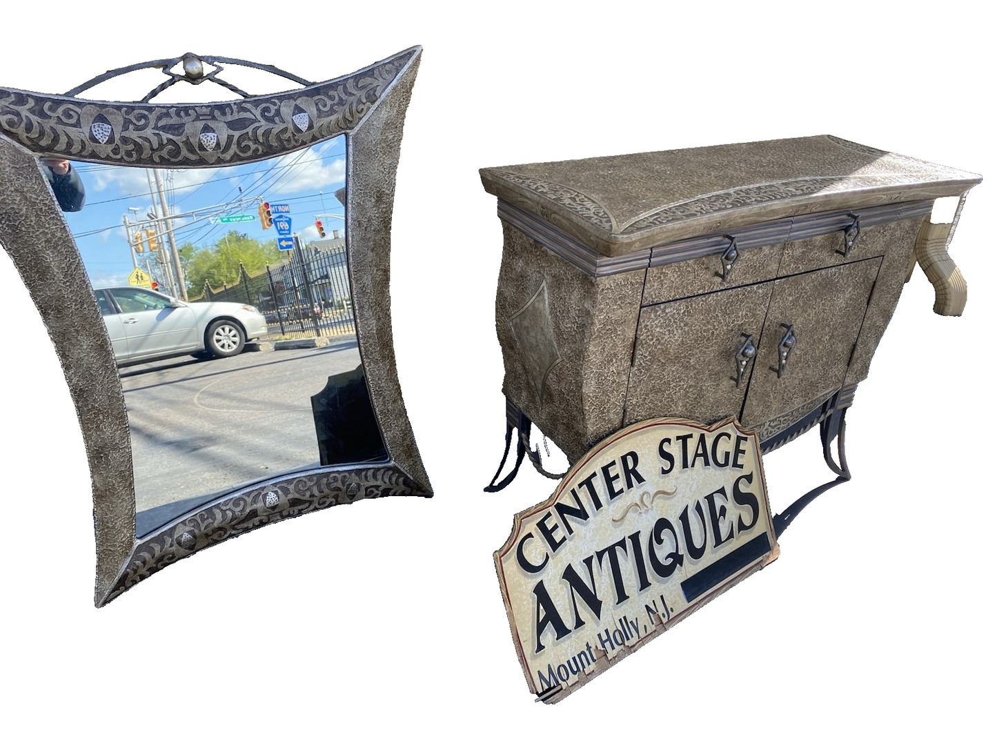 66137 Modern Console Hall Table with Mirror