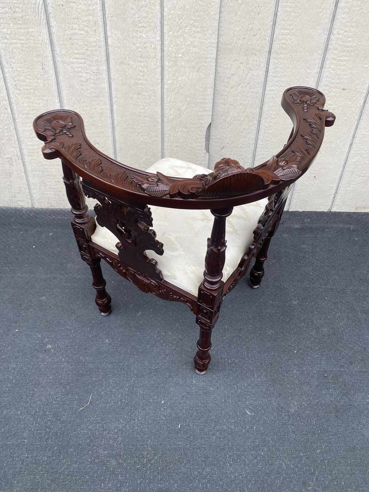 65855 Fancy Hand Carved Mahogany Figural Corner Chair