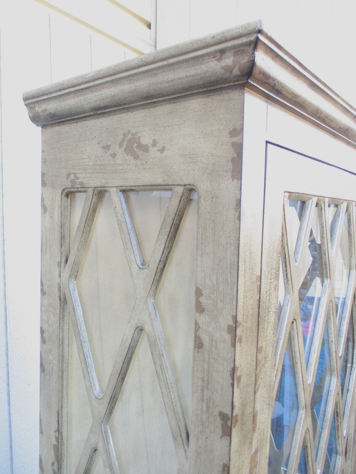 63754 Rustic Primitive Curio China Cabinet with plate glass shelves