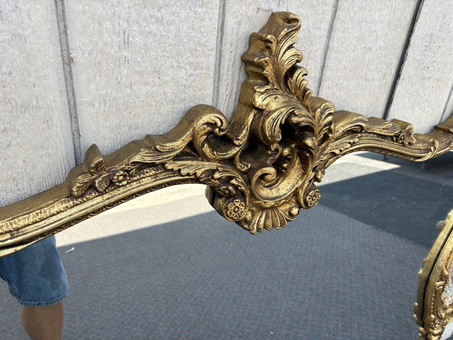 66917   Decorator Gold Mirror with Figural Plaques