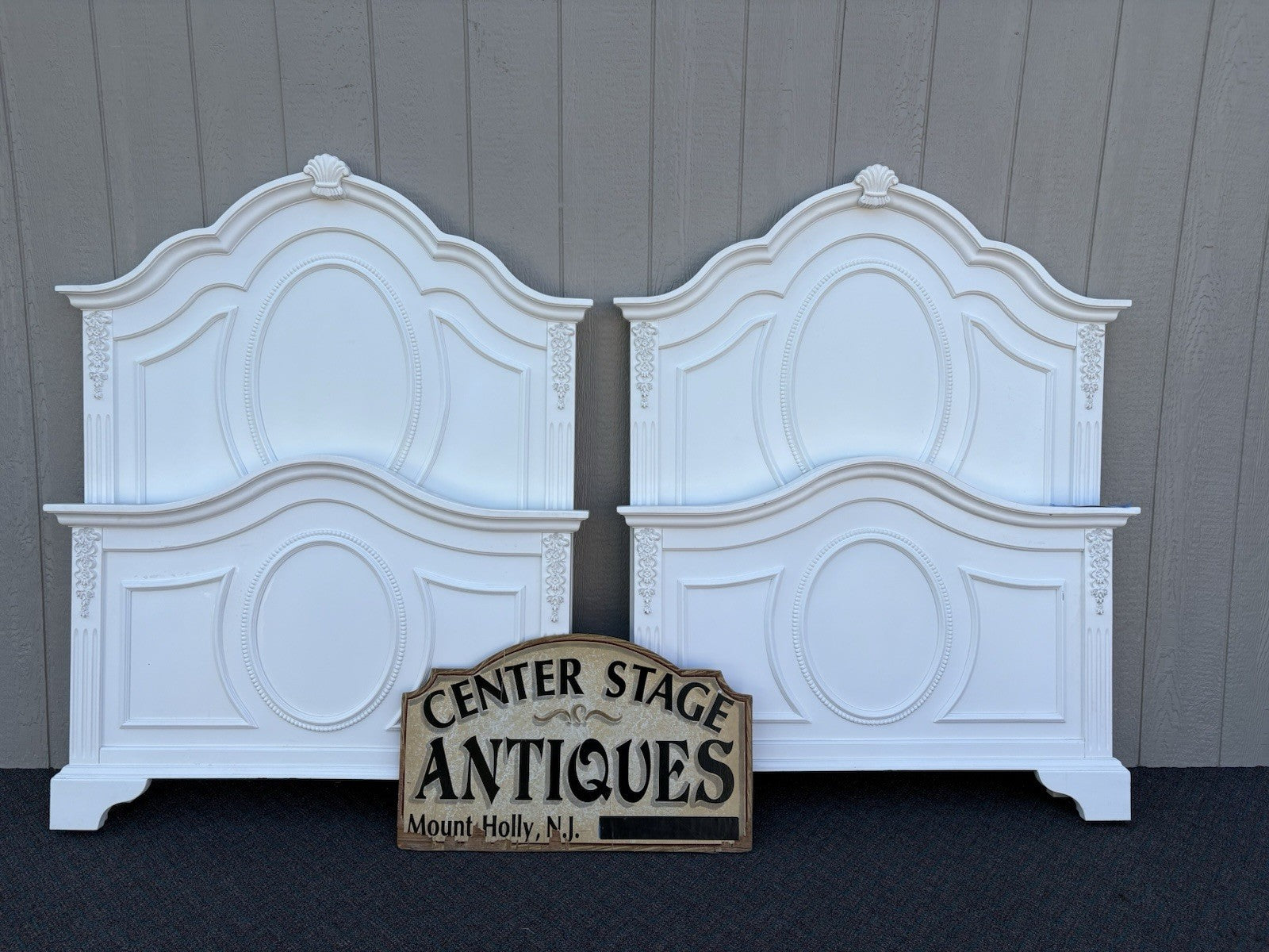 66151 Pair Fancy Twin Size Beds with Factory Finish