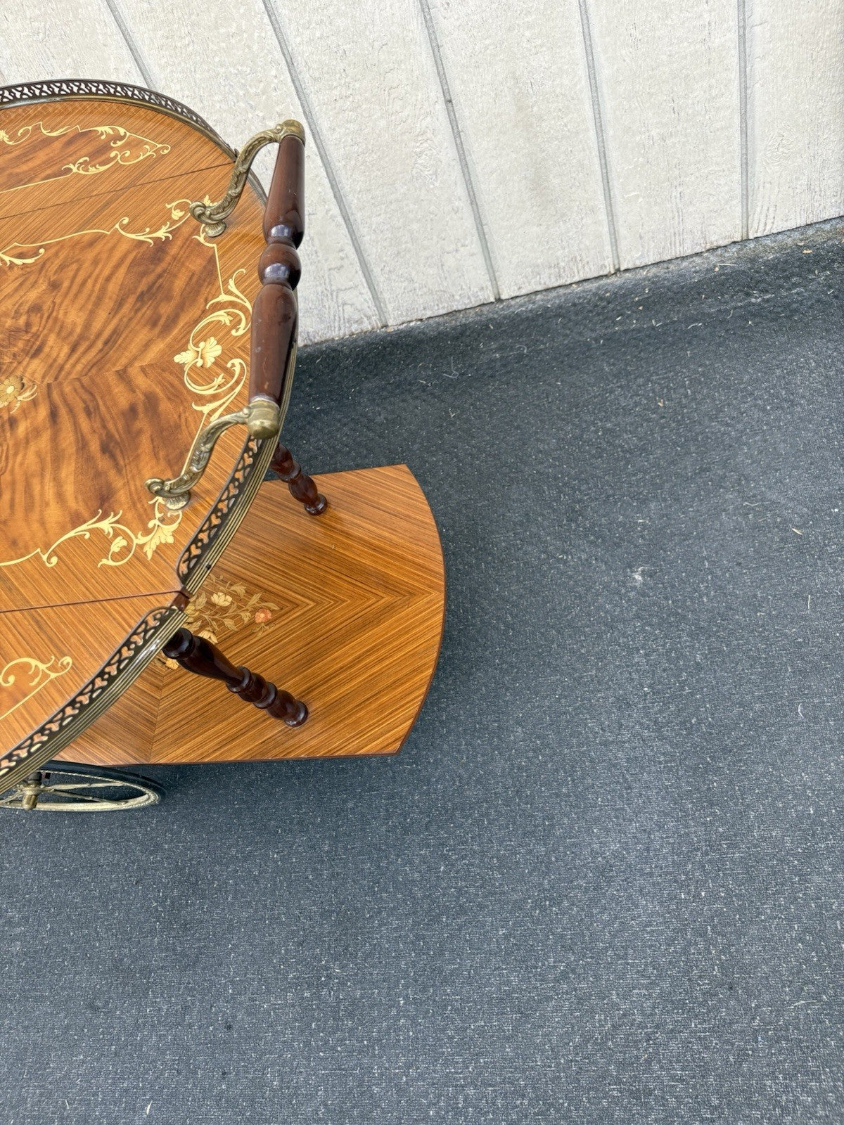 66844 Italian Inlaid Bar Cart Liquor Cabinet Teacart