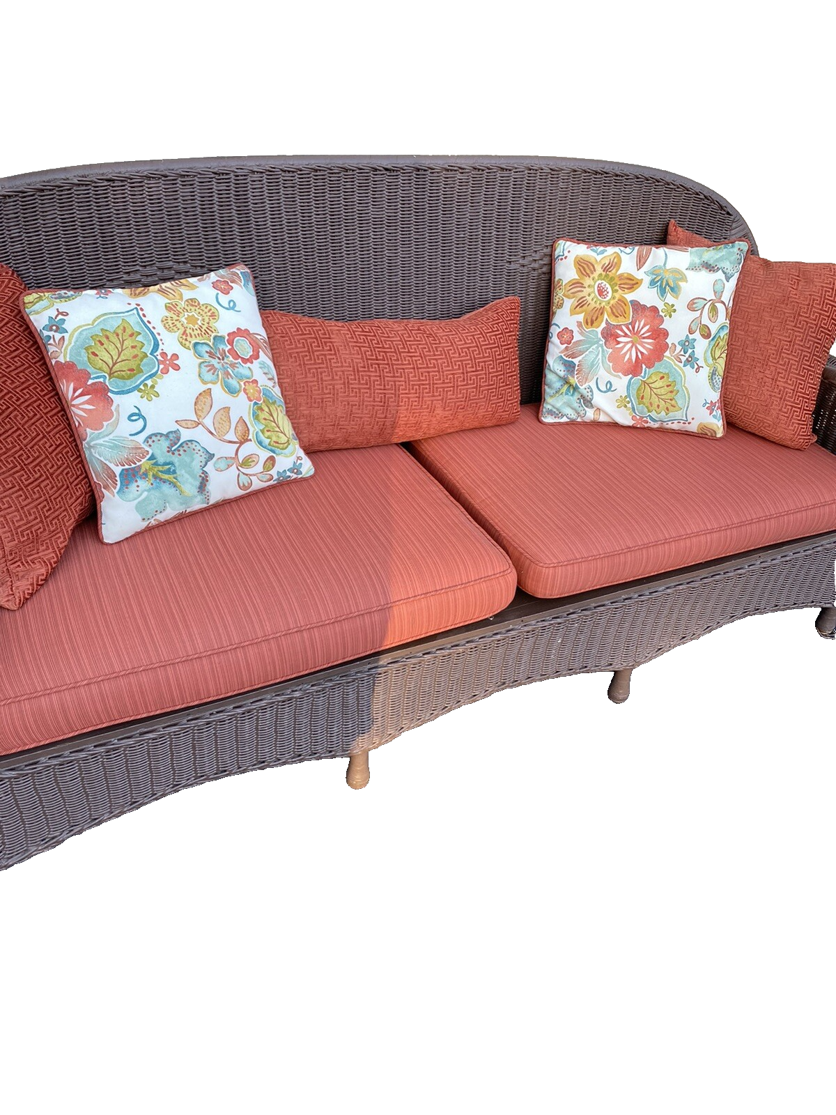 66020   Antique Victorian Wicker  Sofa Couch Armchair Chair with 2 lamps