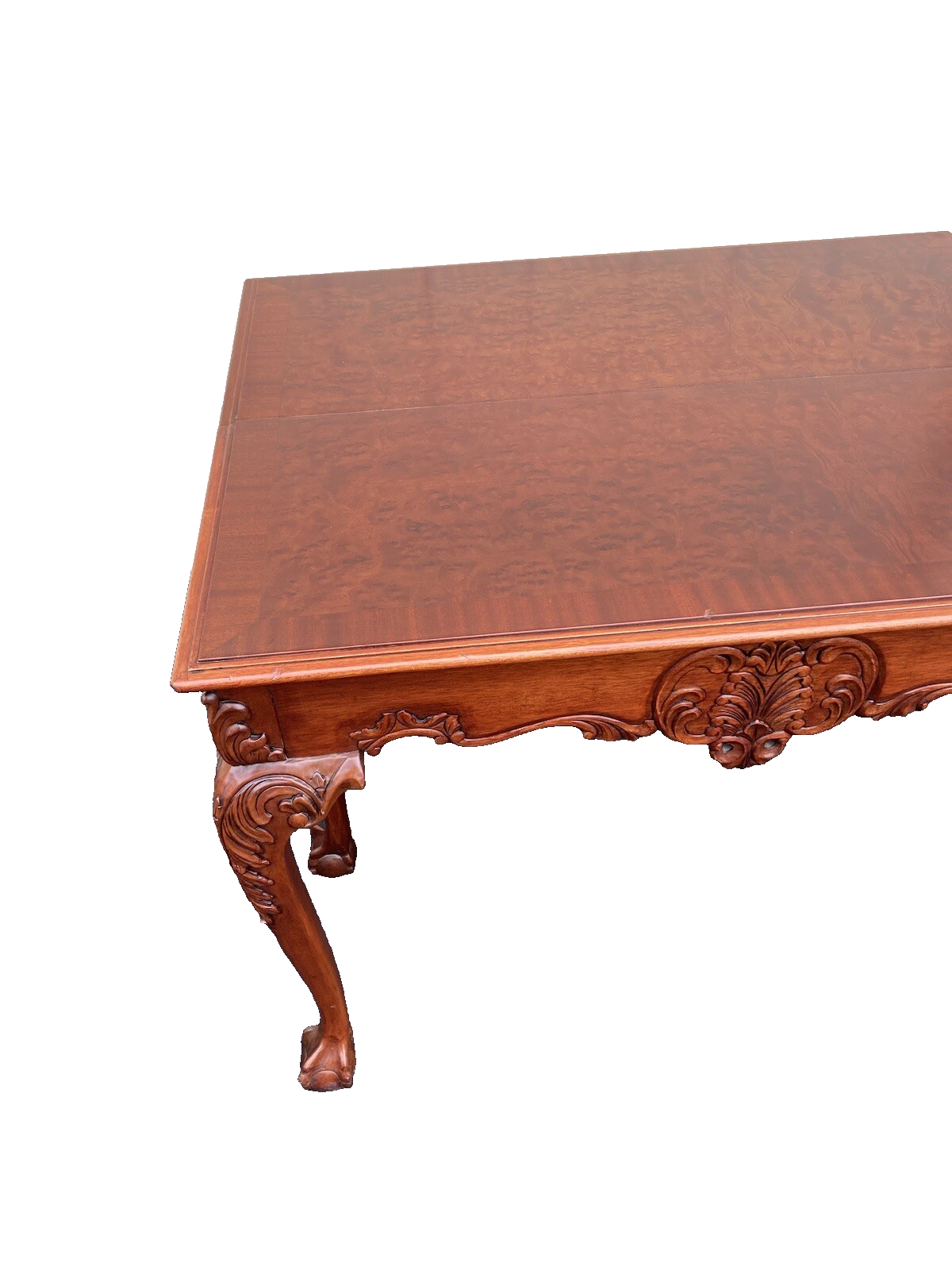 64531 Banded Mahogany Ball And Claw Foot Carved Flip Top Game ? Dining Table