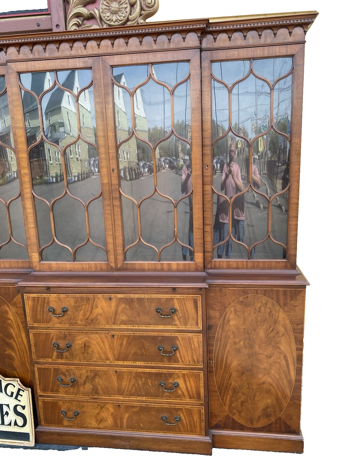 66586   QUALITY Inlaid Sacks MARLBORO MANOR  Breakfront China Cabinet