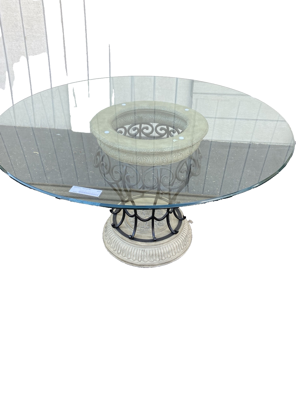 66359 BOMBAY Furniture Glass Top Foyer Dining Table with Fancy base