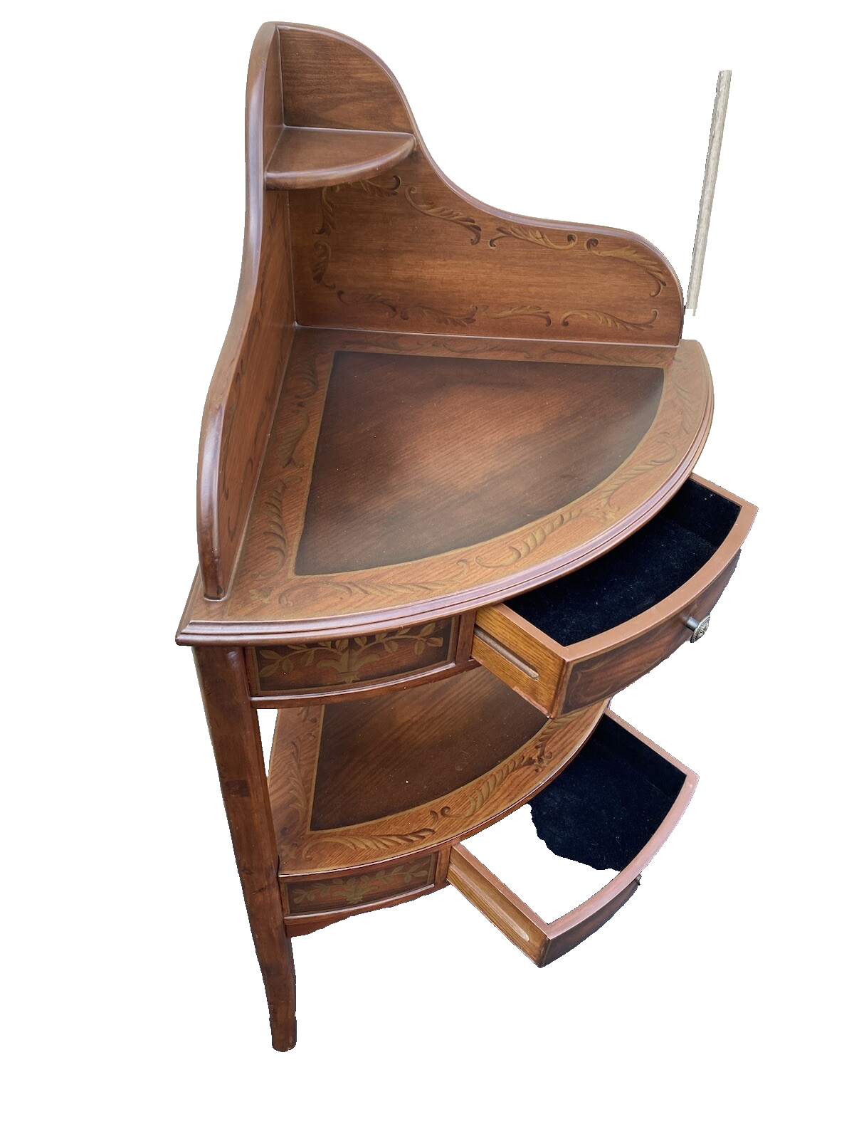 64642 Stenciled Corner Shelf Bookcase Curio Cabinet Etergie