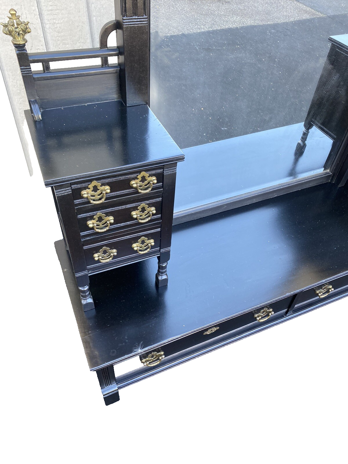 65374 Antique Victorian Ebony Vanity Dressing  Mirror RARE FIND