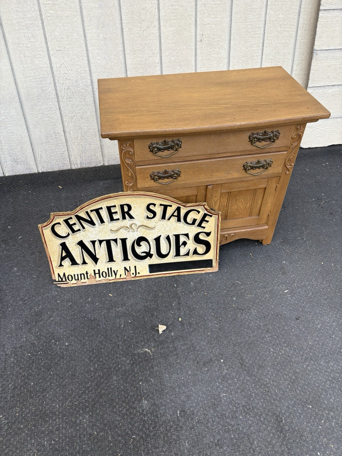 66729 Antique Victorian Oak Washstand Chest Dresser