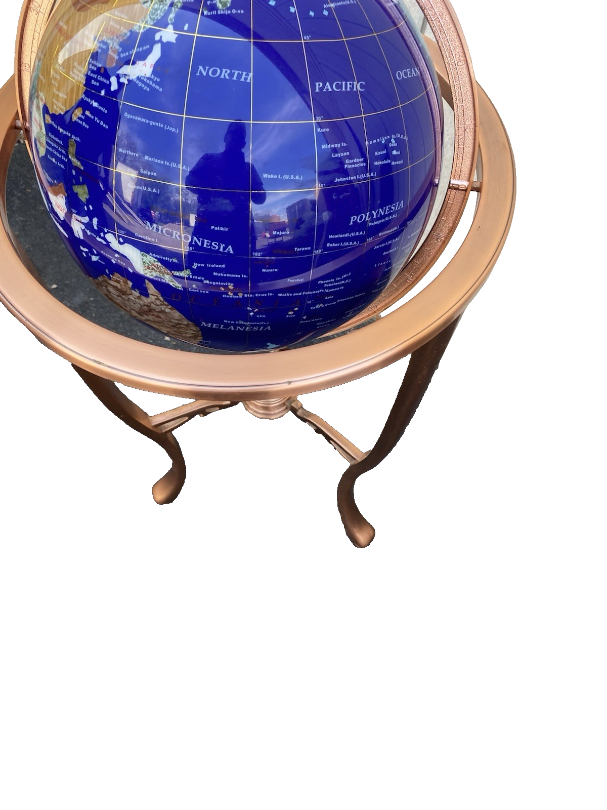 66617 World Revolving Globe on Copper Stand