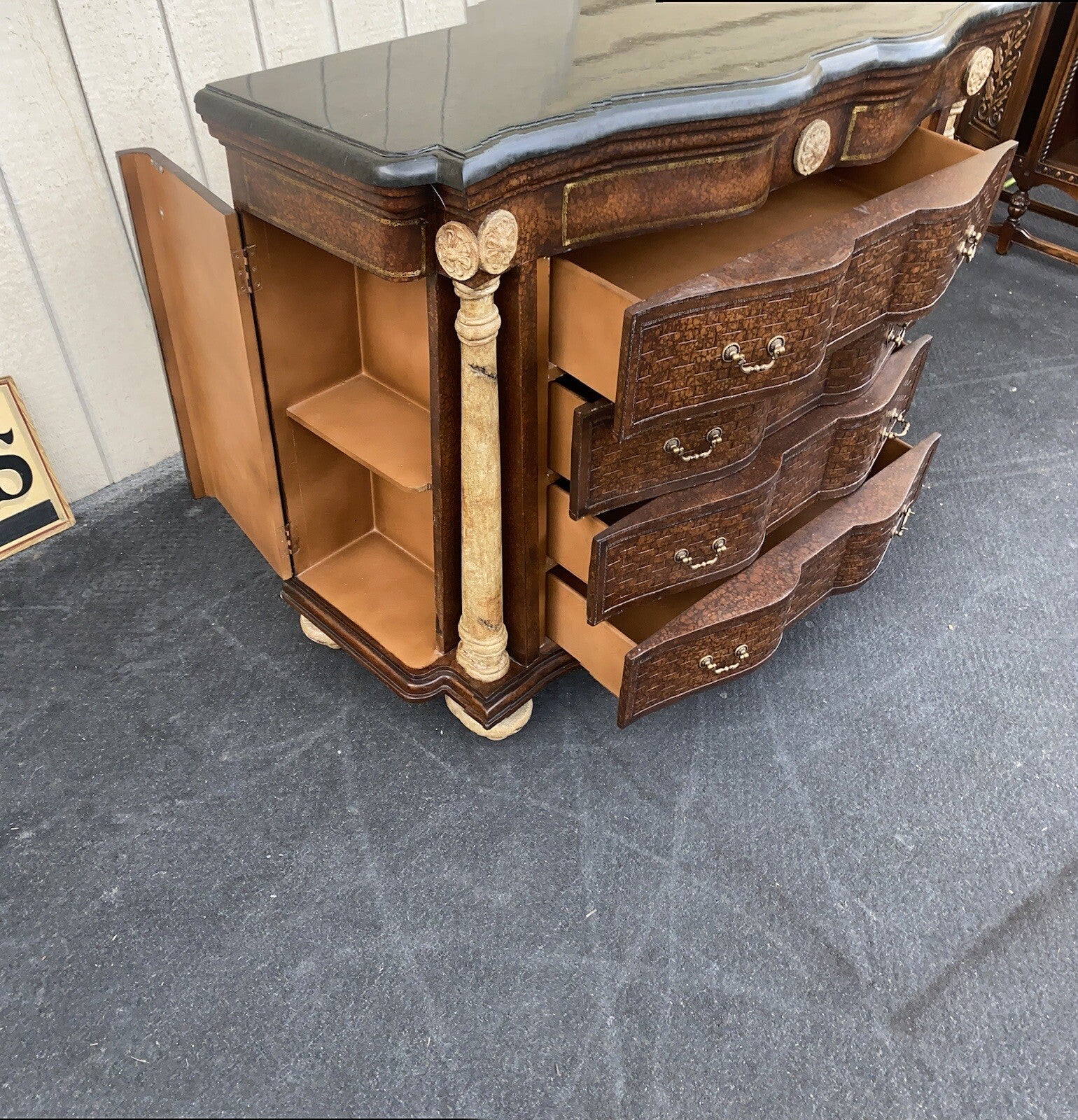 64591 Marble Top Server Chest Sides Open