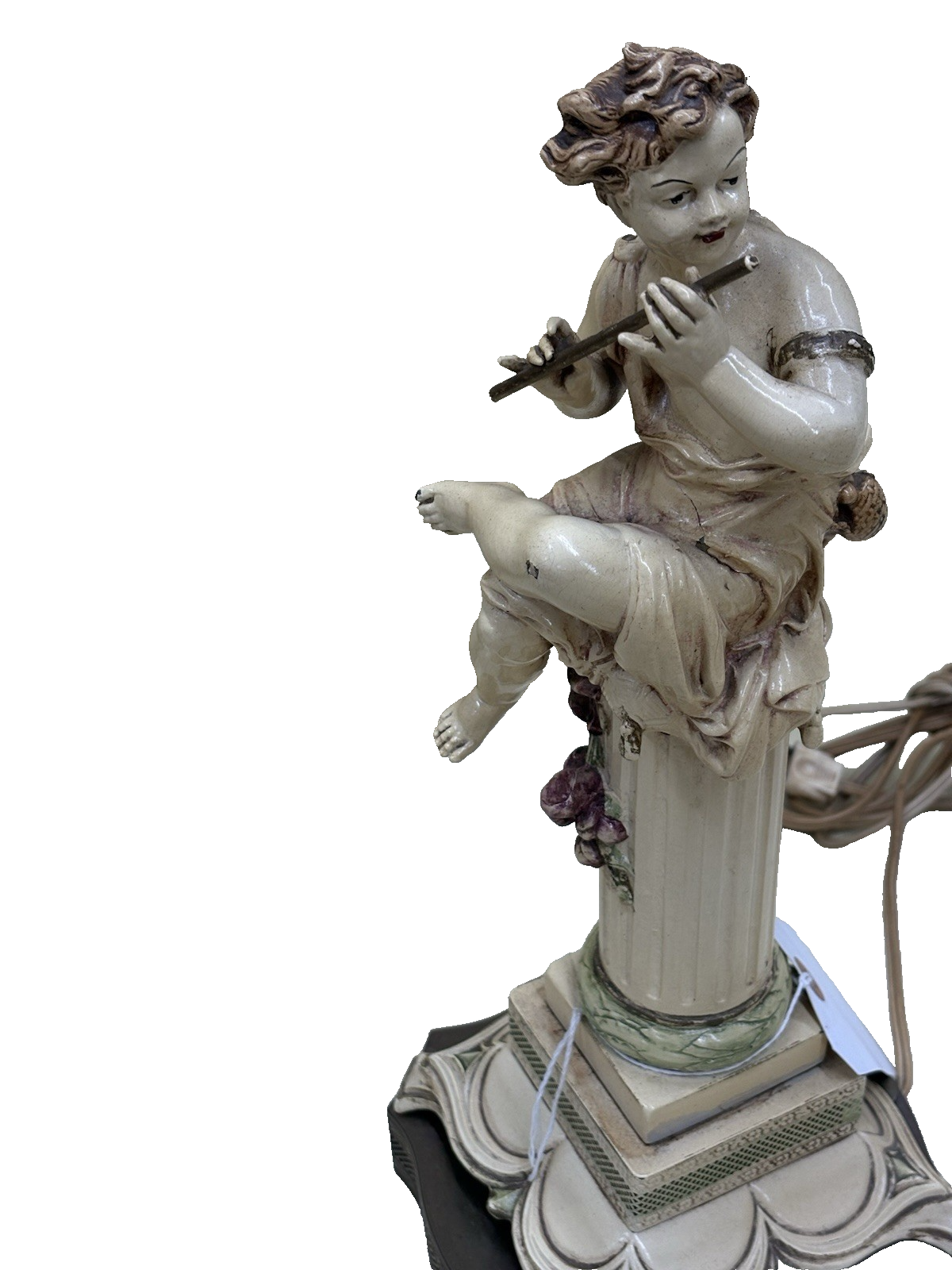 62010  Antique Metal Figural Table Lamp Working