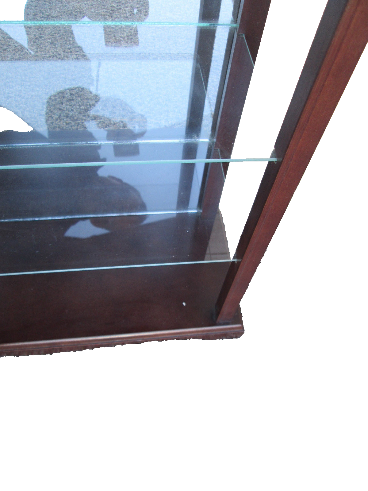 52122 Mahogany Open Glass Shelves Curio Whatnot Wall Shelf