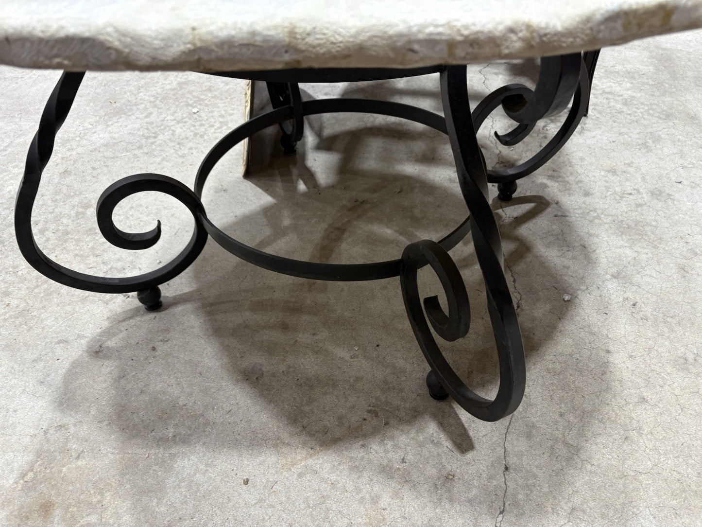 65190   Quality Decorator Cement Top Iron  Table  Dining Kitchen Table