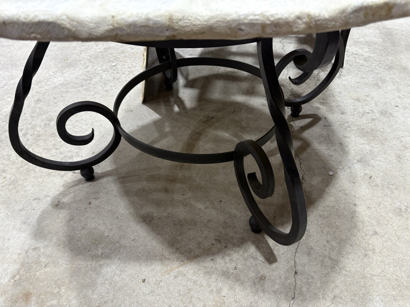 65190   Quality Decorator Cement Top Iron  Table  Dining Kitchen Table