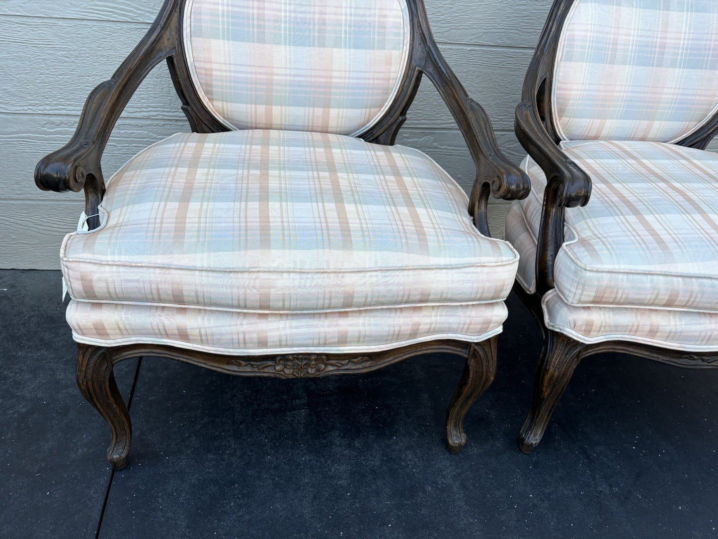 58515  Pair French Country Bergere Armchair Chairs