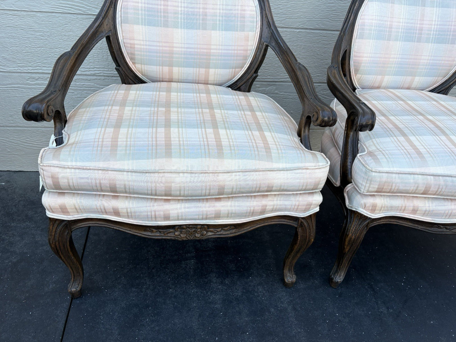 58515  Pair French Country Bergere Armchair Chairs
