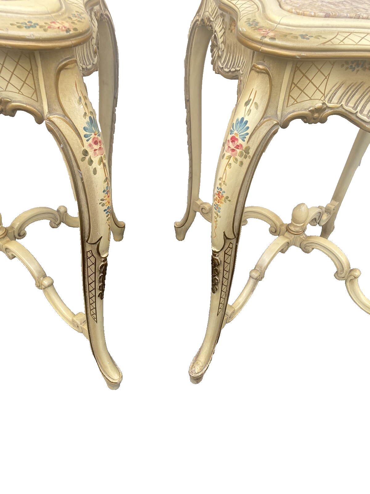 65575 Pair Decorator Marble Top Lamp Table Stand s