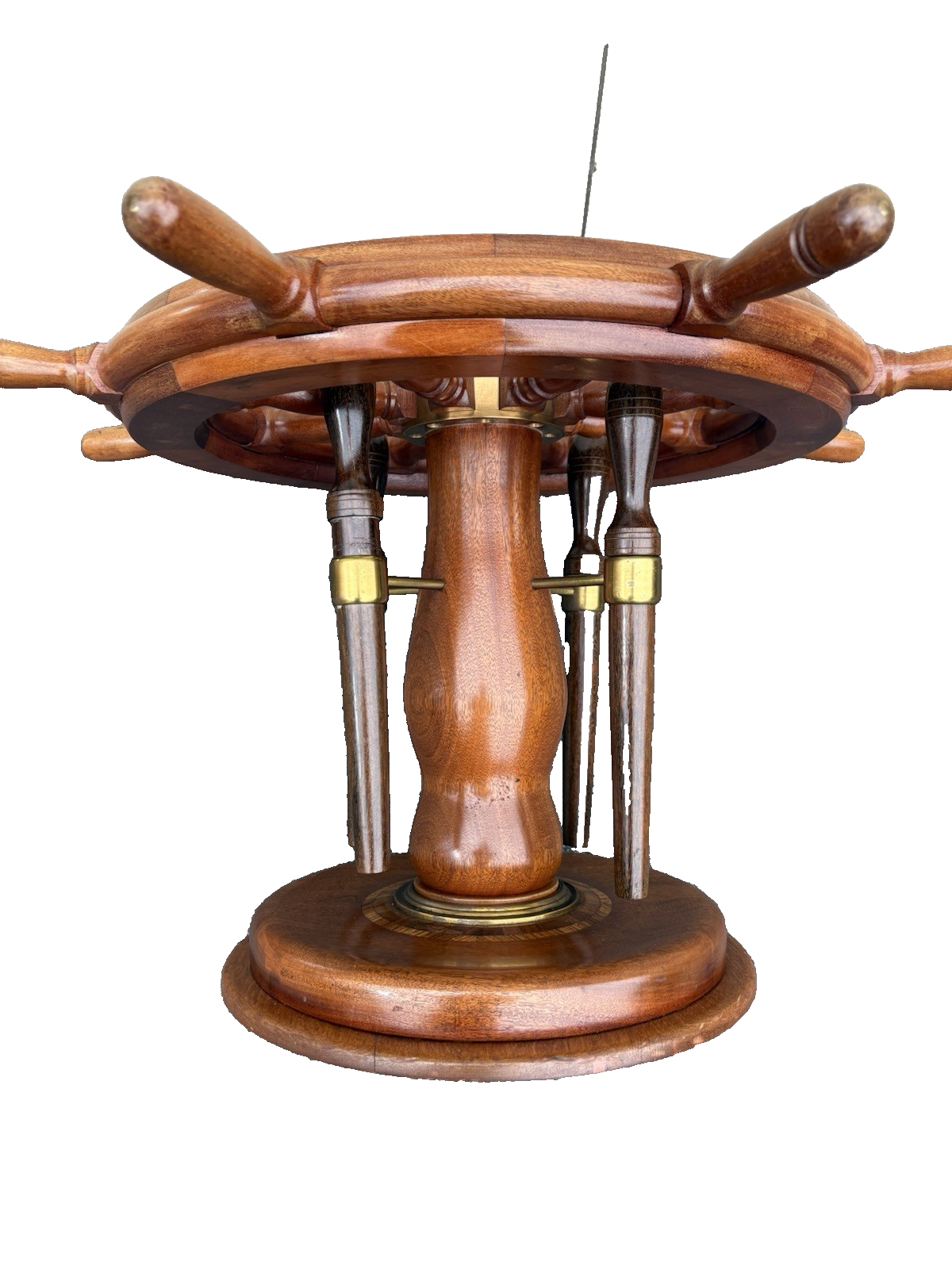 67164 Original Ships Wheel With Glass Top Coffee Table