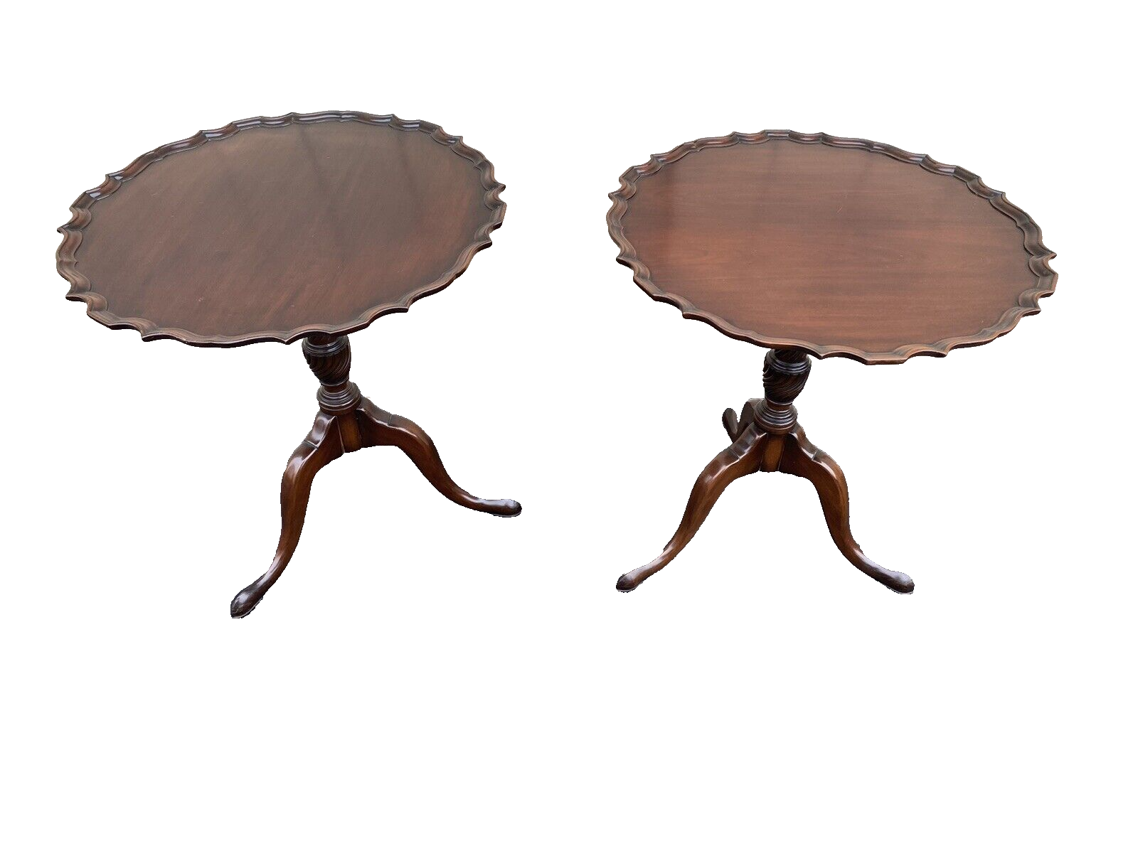 66324 CHARAK Furniture  PAIR   Mahogany Tilt Top Lamp Table Stand s