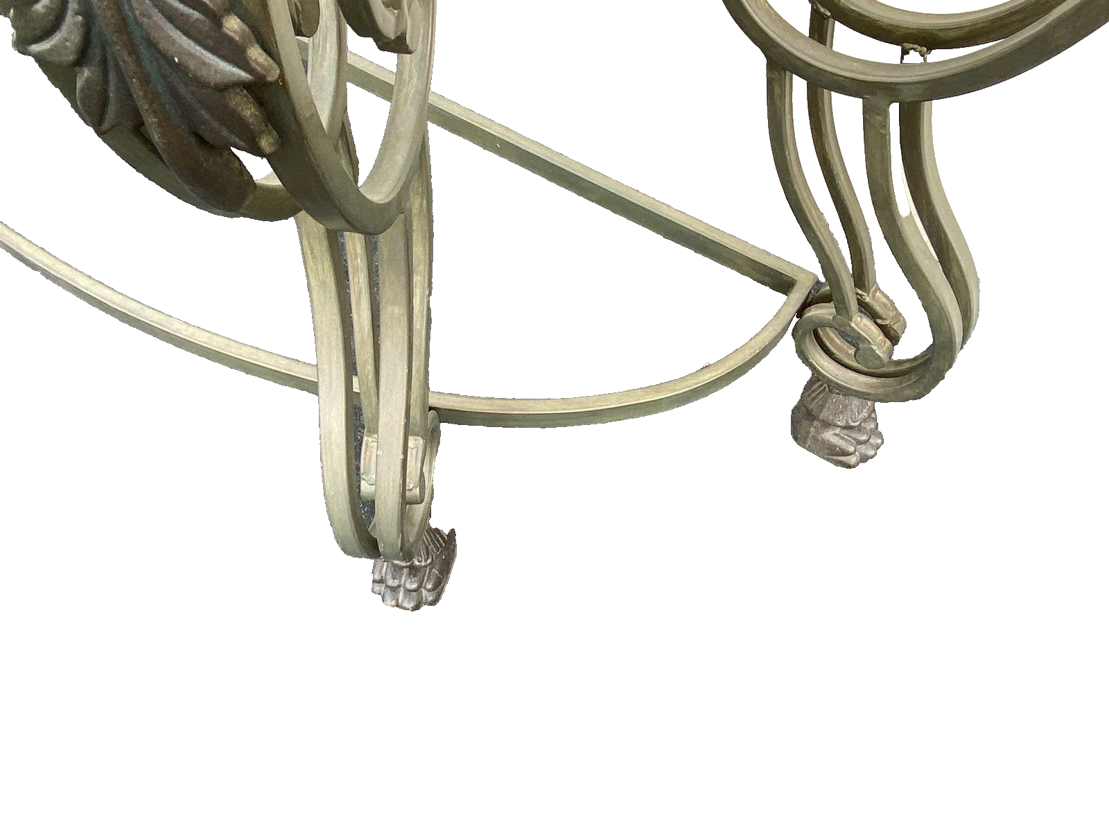 65470 Quality Glass Top Console Table with heavy metal base