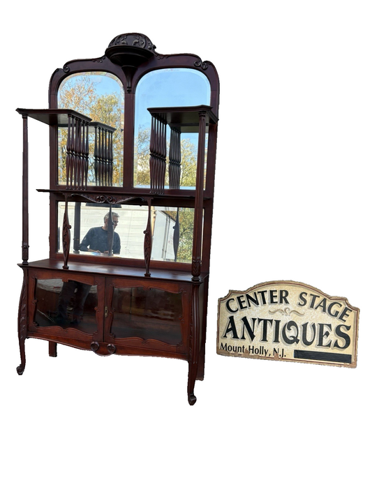 67148 Antique Mahogany Etergie Curio Display cabinet