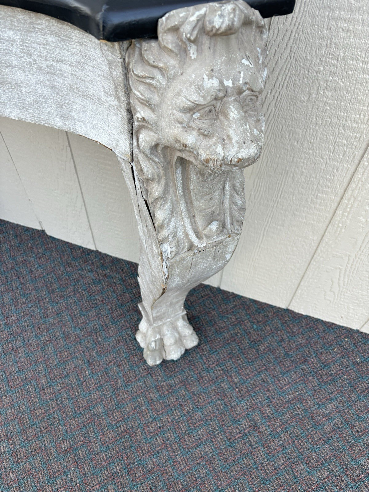 00001 Antique Victorian Oak Fireplace Mantle Mantel with Lion Heads