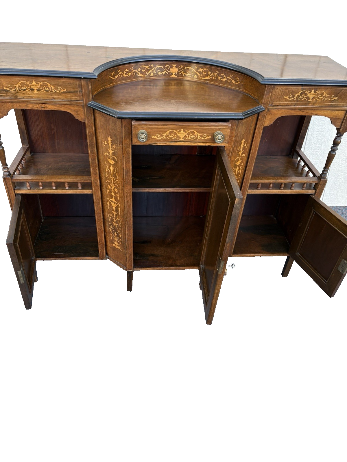 67017 Inlaid Victorian Buffet Sideboard Server Cabinet