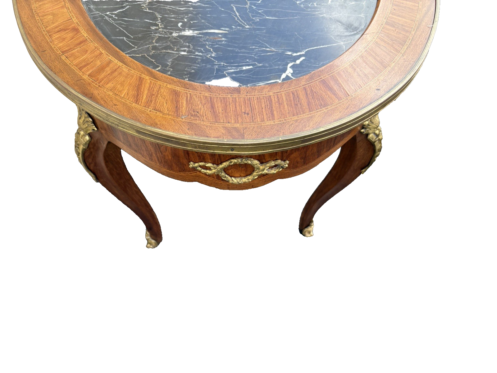 66766   Louis XV Marble Top Coffee Table Stand with Bronze Ormalu