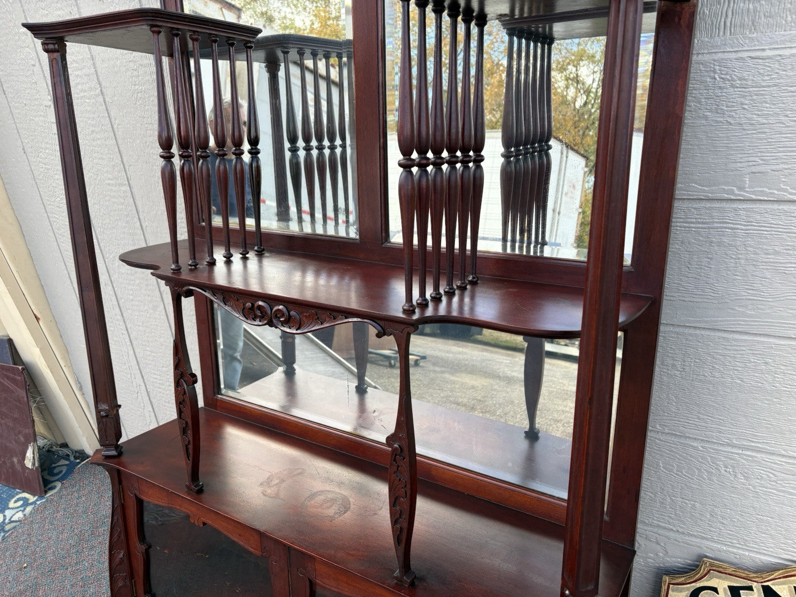 67148 Antique Mahogany Etergie Curio Display cabinet