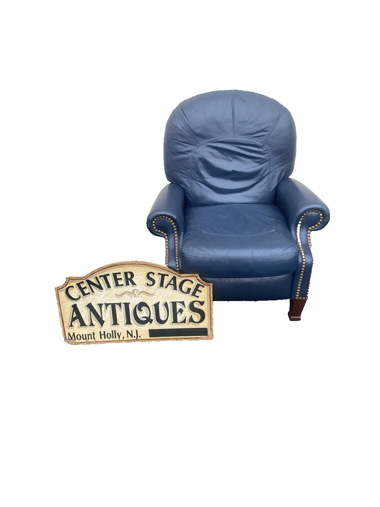 66007 QUALITY   Leather Bradington  Young Blue Recliner Chair