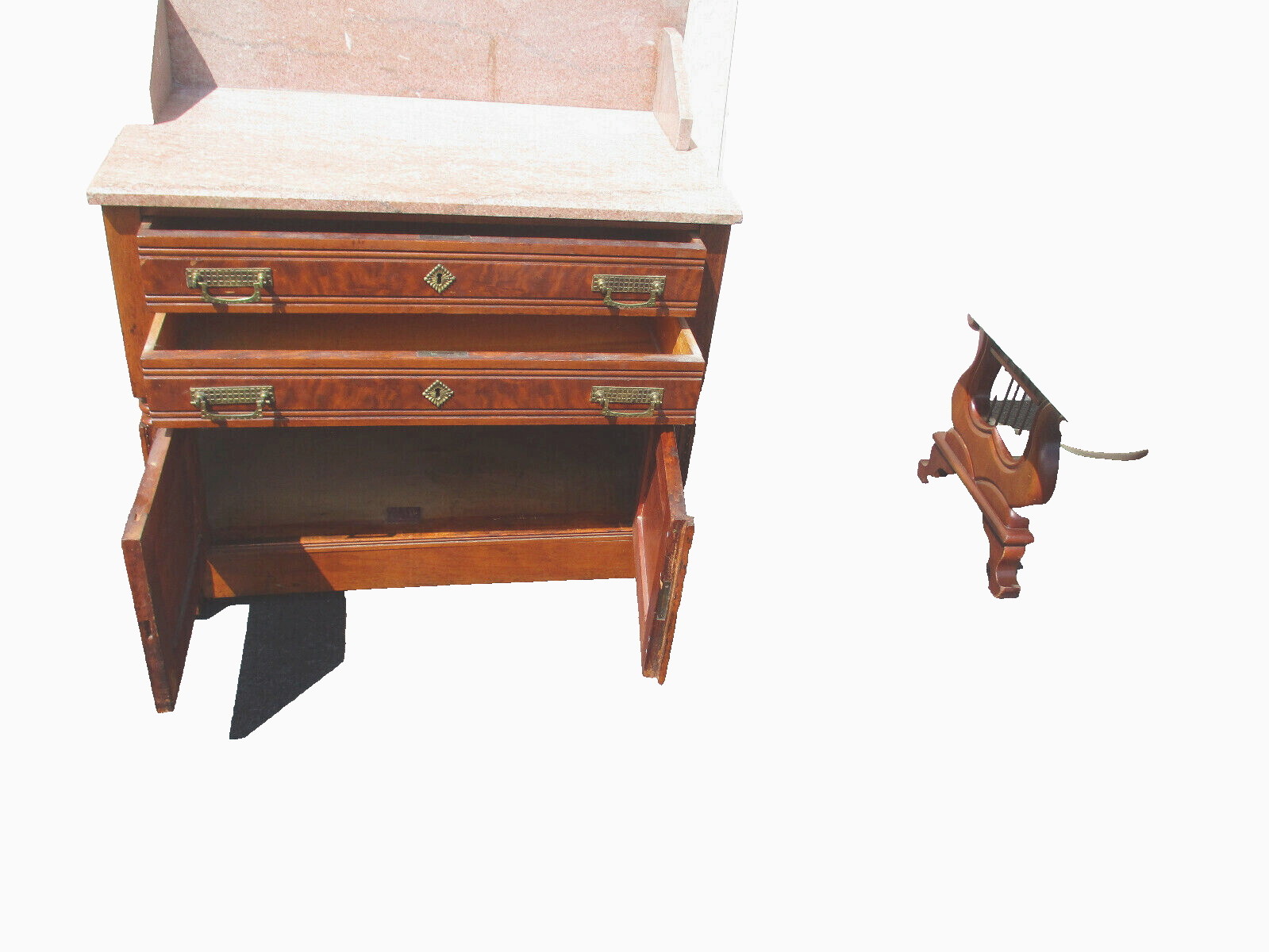 63604 Antique Victorian Walnut Washstand Chest Dresser