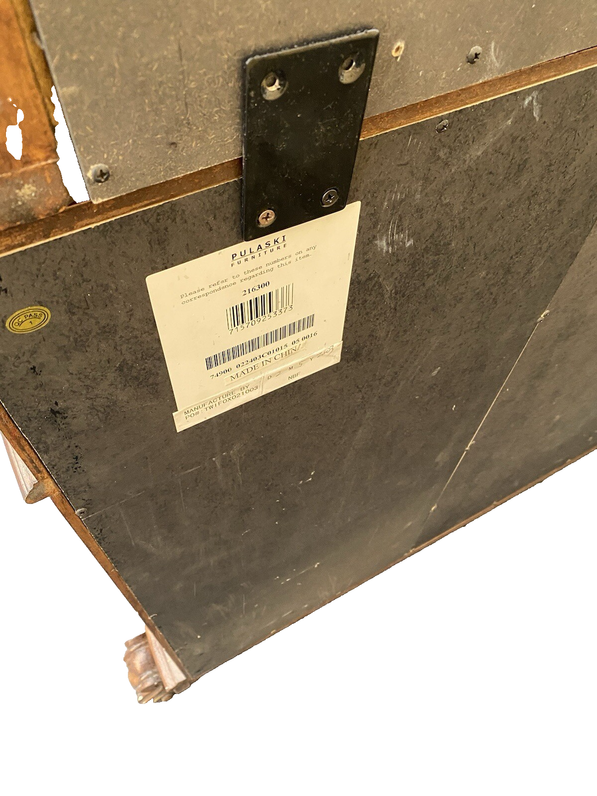 66397  Large Bow Glass PULASKI 2 Piece Curio Cabinet