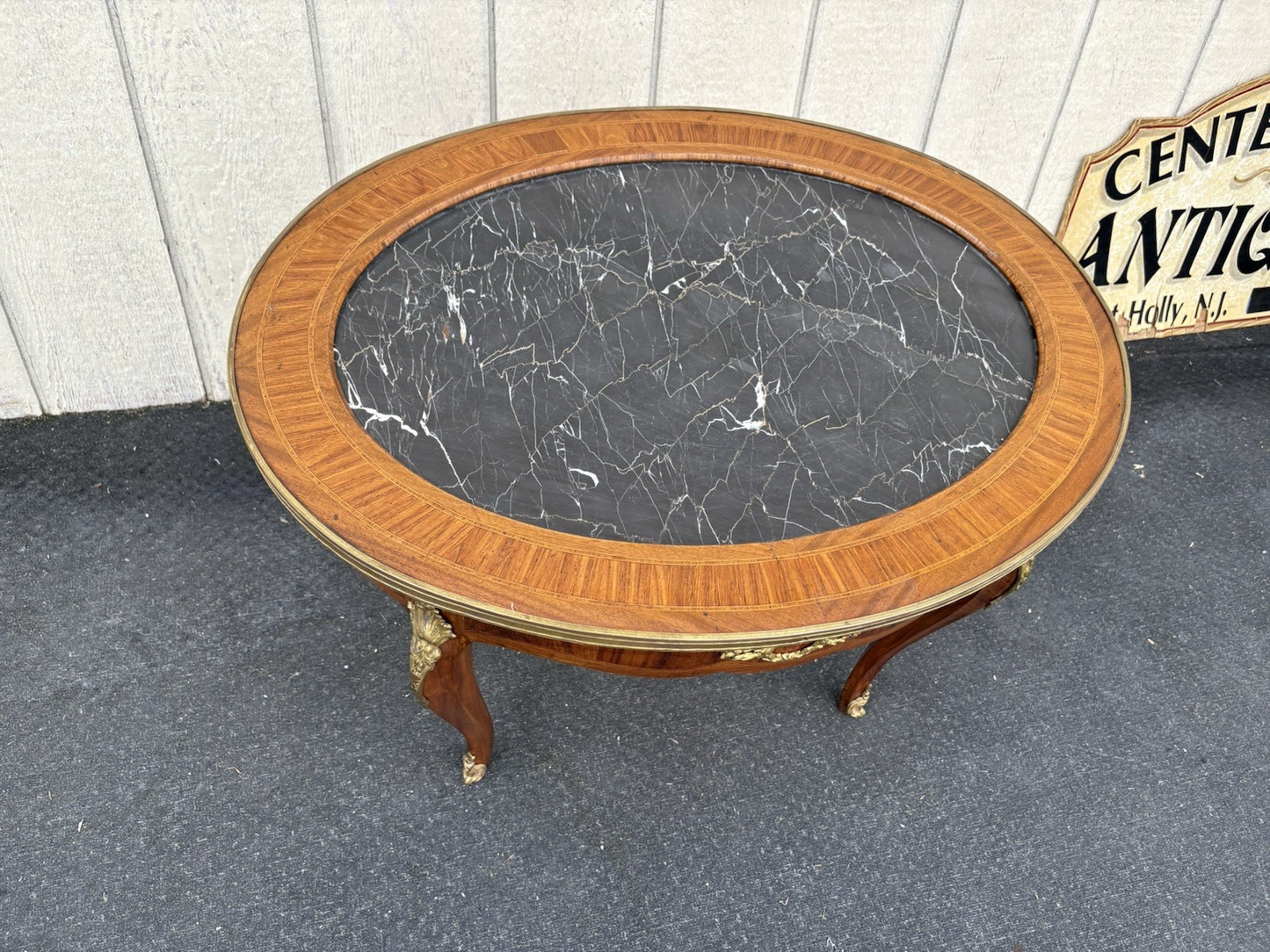 66766   Louis XV Marble Top Coffee Table Stand with Bronze Ormalu