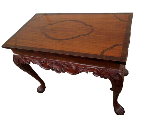 58349 Inlaid Mahogany Library Desk Console Table Stand Server Sideboard