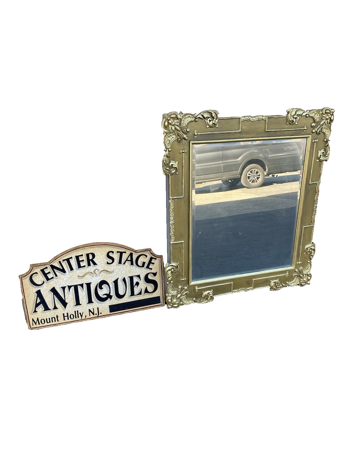 64893  Fancy Wood and Gesso Gold  Accent Mirror