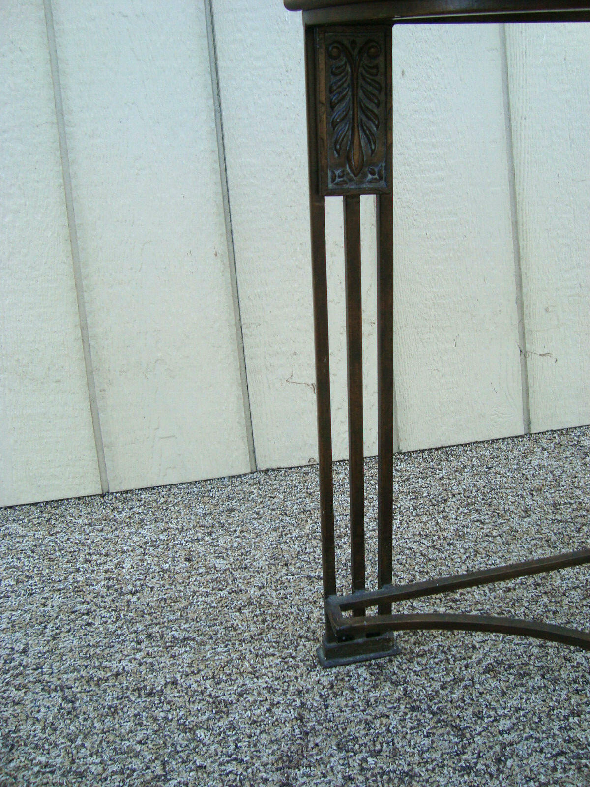 60439  Fancy Decorator Half Moon Console Table with Iron Figural base + Drawer