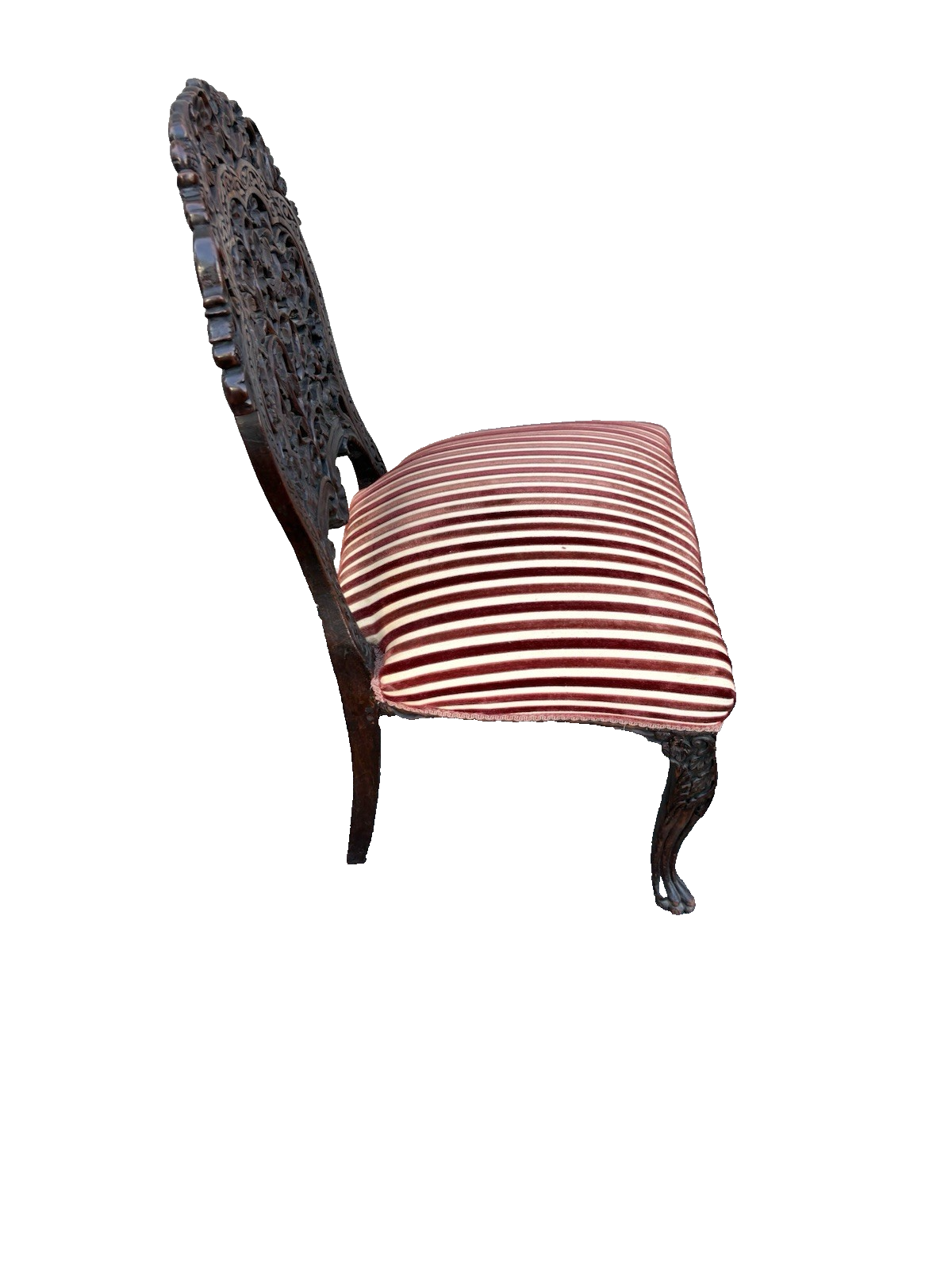 00001 ANTIQUE Oriental Hand carved Side Chair