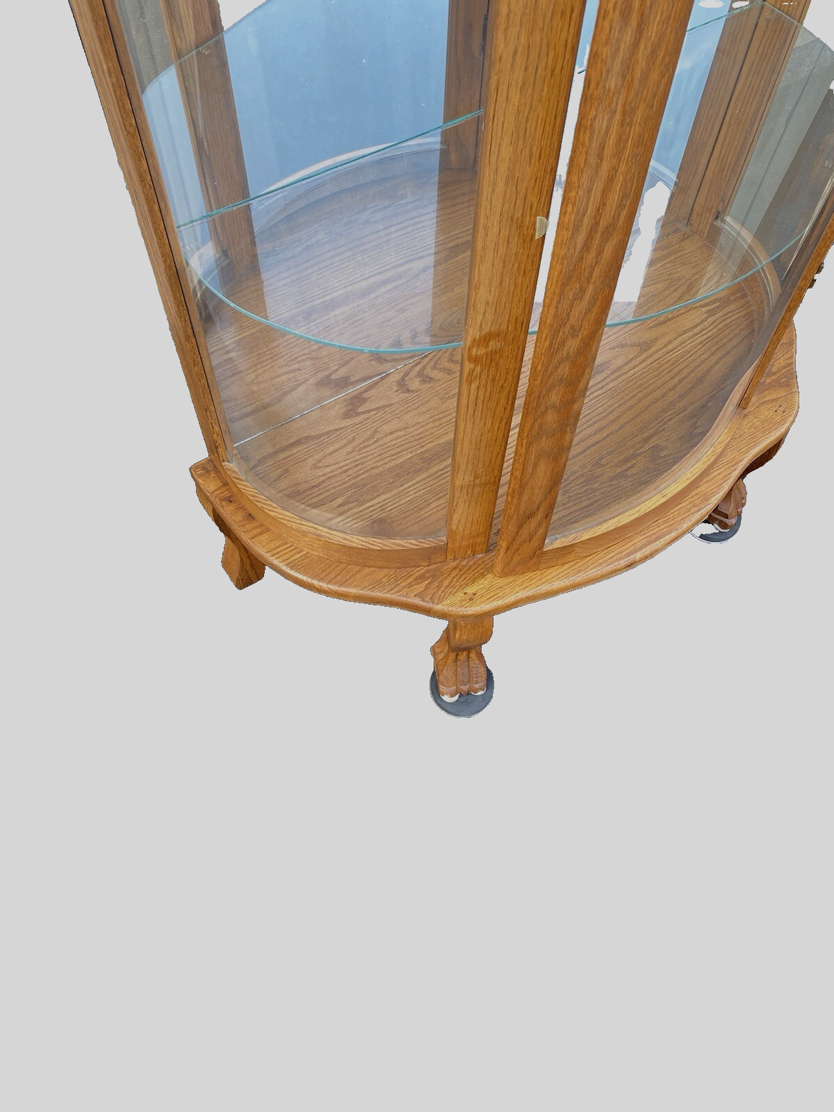 66252 Oak Lion Headed Bow Glass Curio China Cabinet