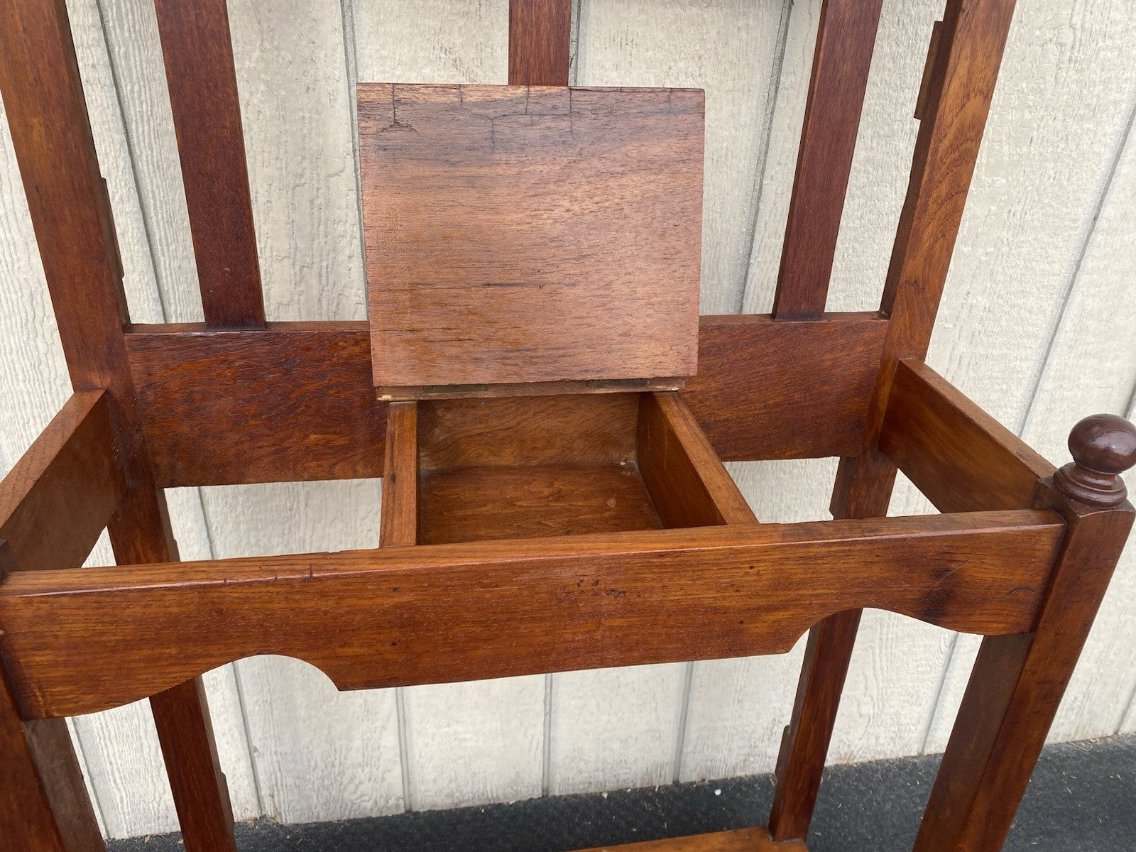 66600 Antique Victorian Hat Rack Hallseat w/ Mirror + Umbrella Stand