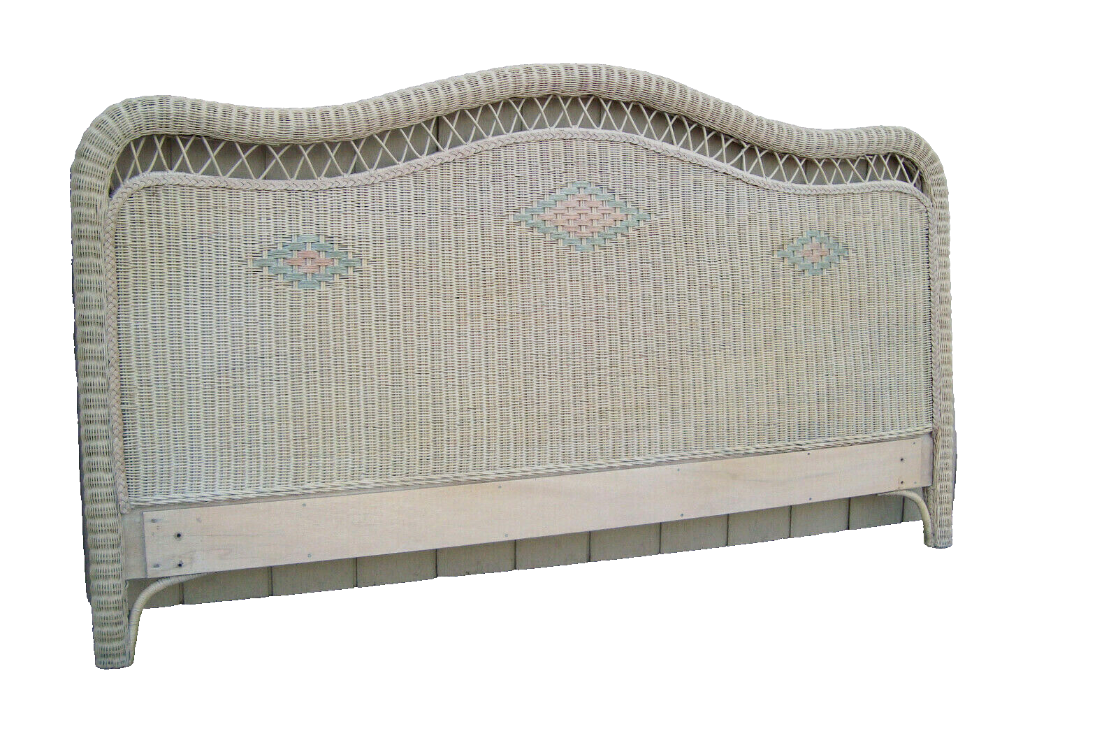 60837 HENRY LINK King Size Wicker Romantic Shabby Headboard Bed