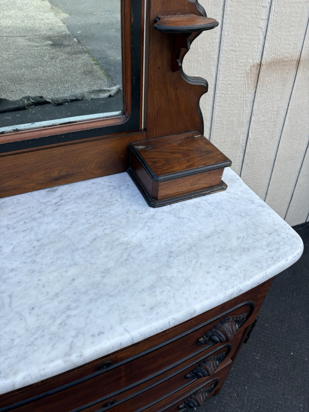 66669  Antique Victorian Marble Top Dresser with Mirror