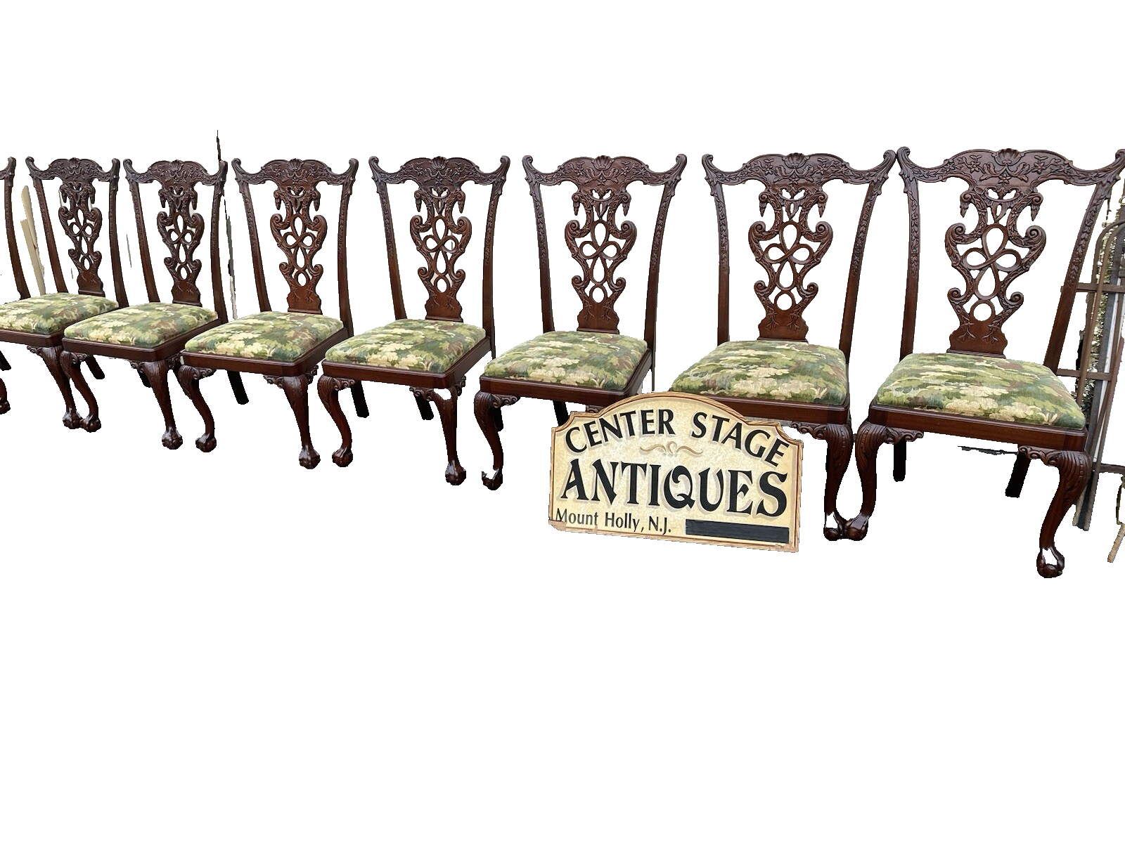 65650   Set of 8 Hand Carved Mahogany Dining Chair s