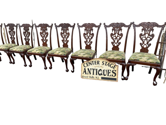 65650   Set of 8 Hand Carved Mahogany Dining Chair s