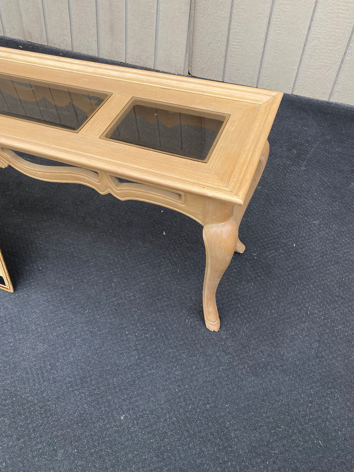 64557   Romantic Shabby Console Hall Table Stand Glass Inserts