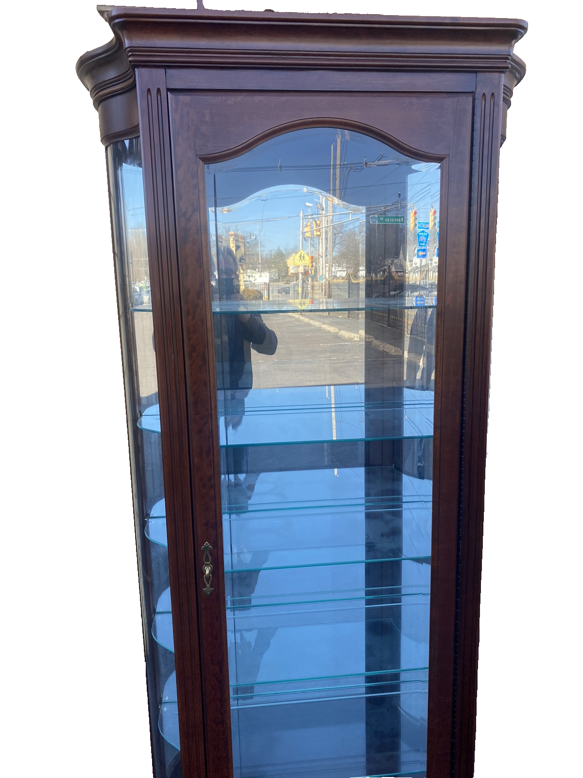 66378 Serpentine Glass Quality Curio China Cabinet