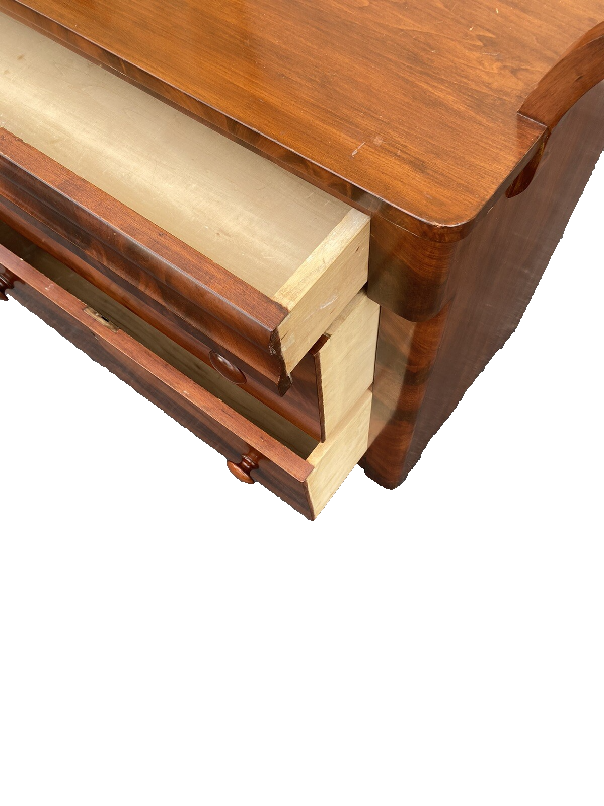 65494 Burled  Mahogany Washstand Dresser Chest With Towel Bars